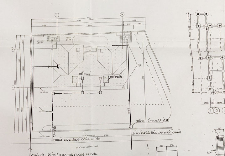 Hình chụp layout của biệt thự sân vườn cho thuê đường Xuân Thủy