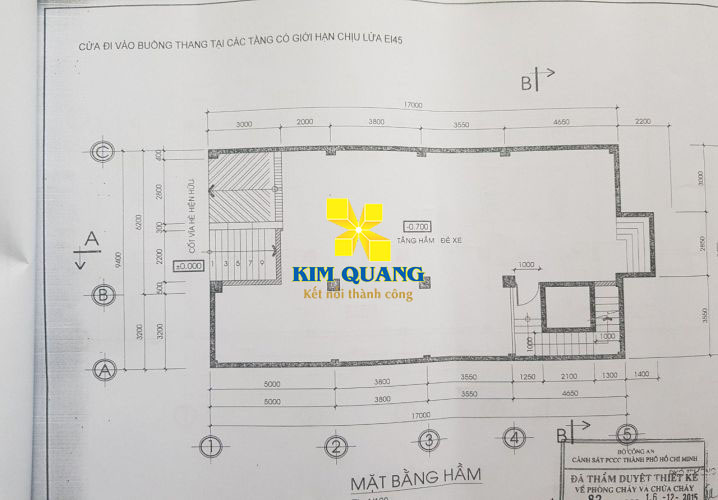 Layout tầng hầm cho thuê nguyên tòa nhà đường Bến Vân Đồn