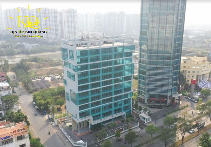 Hình chụp tòa nhà cho thuê nguyên căn đường Nguyễn Văn Linh quận 7 nhìn từ trên cao