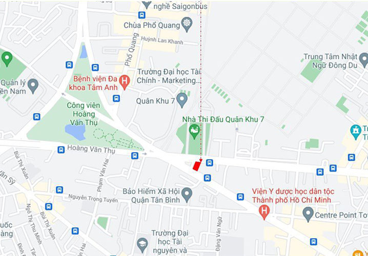 Hình chụp vị trí trên bản đồ của tòa nhà cho thuê nguyên căn đường Nguyễn Văn Trỗi
