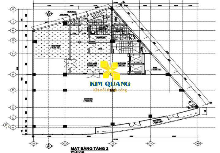 Layout tầng 2 tòa nhà cho thuê đường Ba Tháng Hai