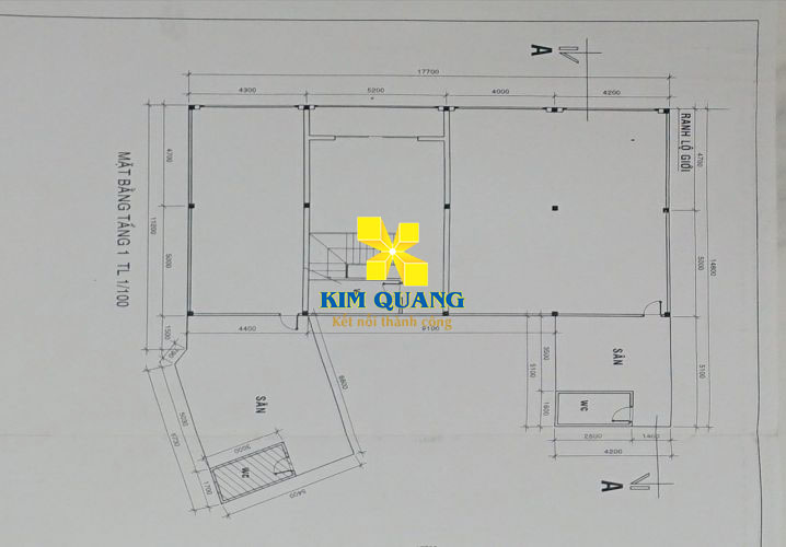 Layout tầng 1 của mặt bằng cho thuê đường Calmette quận 1