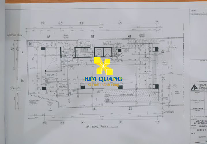 Mặt bằng tầng 1 tòa nhà cho thuê đường Hai Bà Trưng