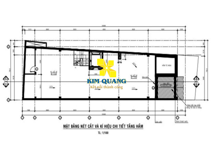 Layout tầng hầm cho thuê nguyên tòa nhà đường Tân Cảng