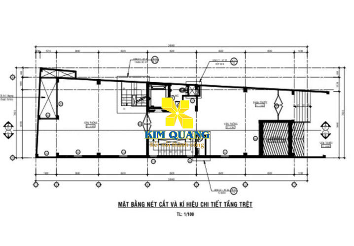 Layout tầng trệt cho thuê cả tòa nhà đường Tân Cảng