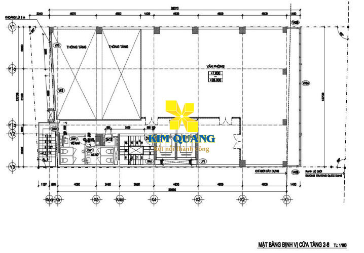 Mặt bằng tầng 2 đến 8 tòa nhà văn phòng cho thuê đường Trương Quốc Dung