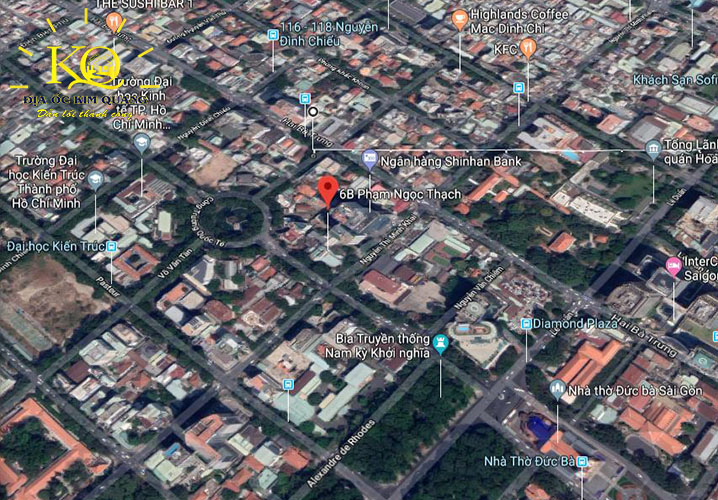 Vị trí bản đồ nguyên tòa nhà văn phòng cho thuê đường Phạm Ngọc Thạch quận 3