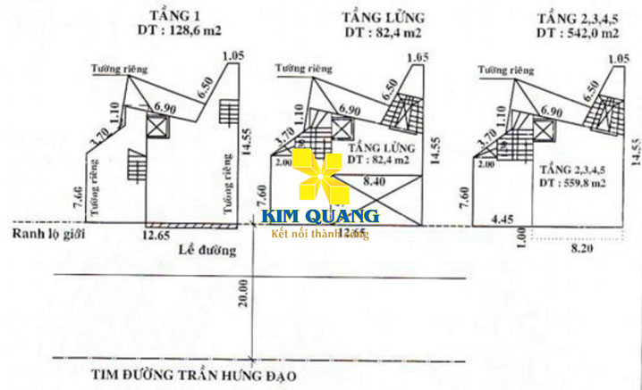 Layout của tòa nhà cho thuê đường Trần Hưng Đạo